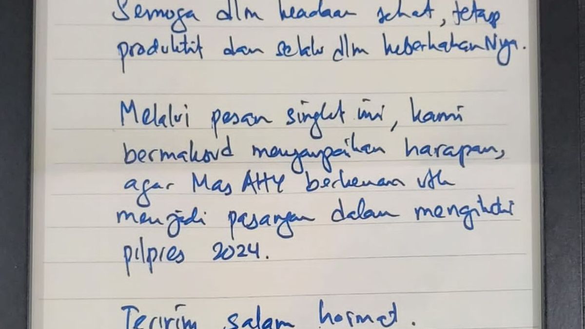 Isi surat tulisan tangan Anies Baswedan 