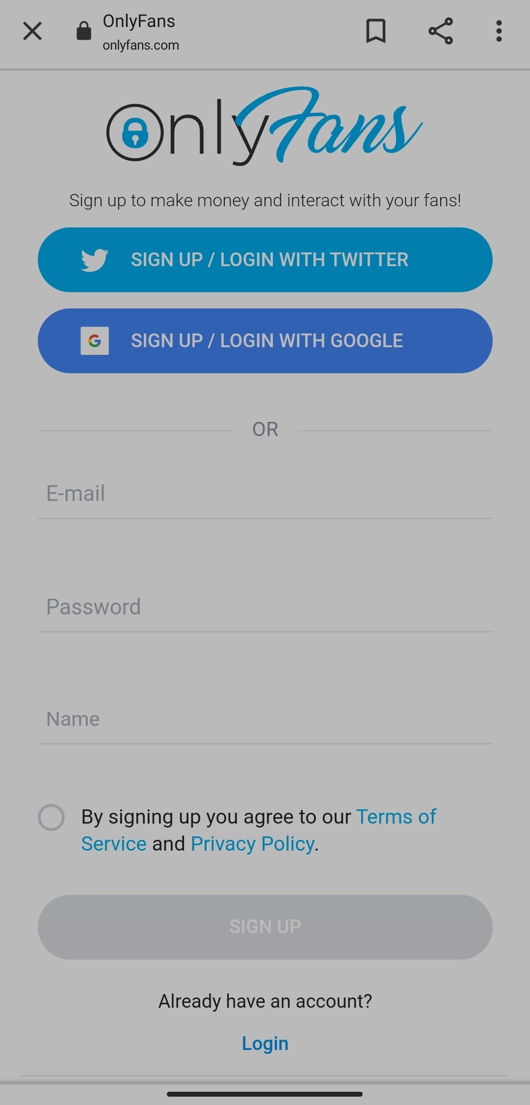 onlyfans sign up