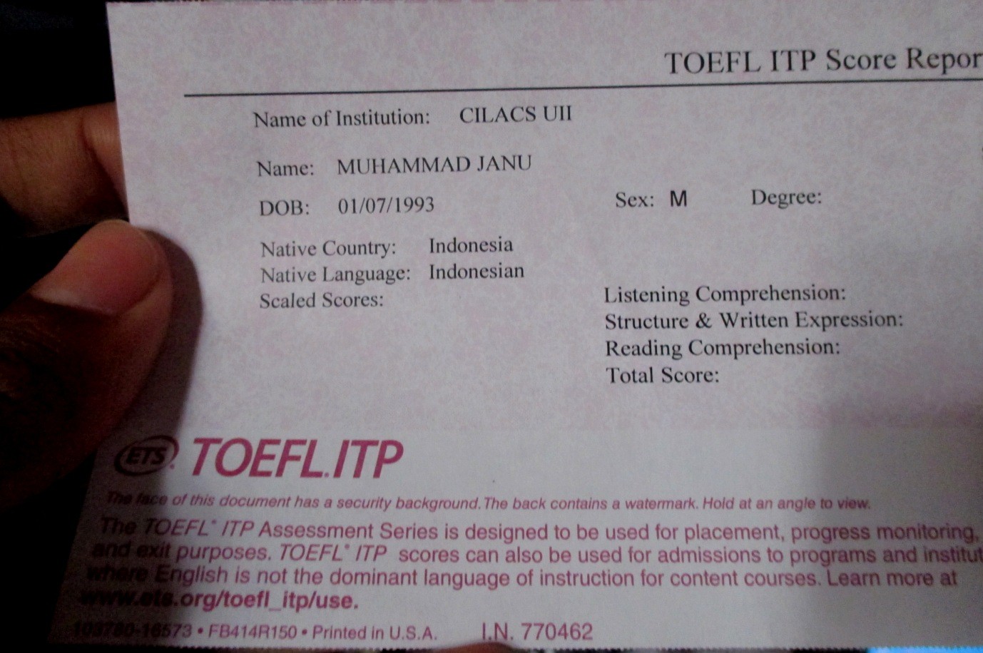 Score Report