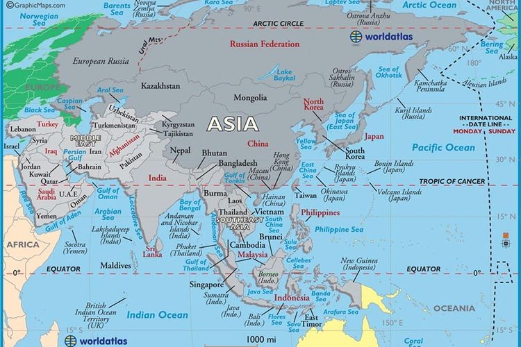 Ilustrasi Peta Benua Asia