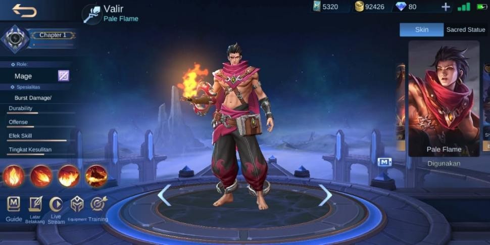 Ilustrasi Hero Valir dalam Game Mobile Legends